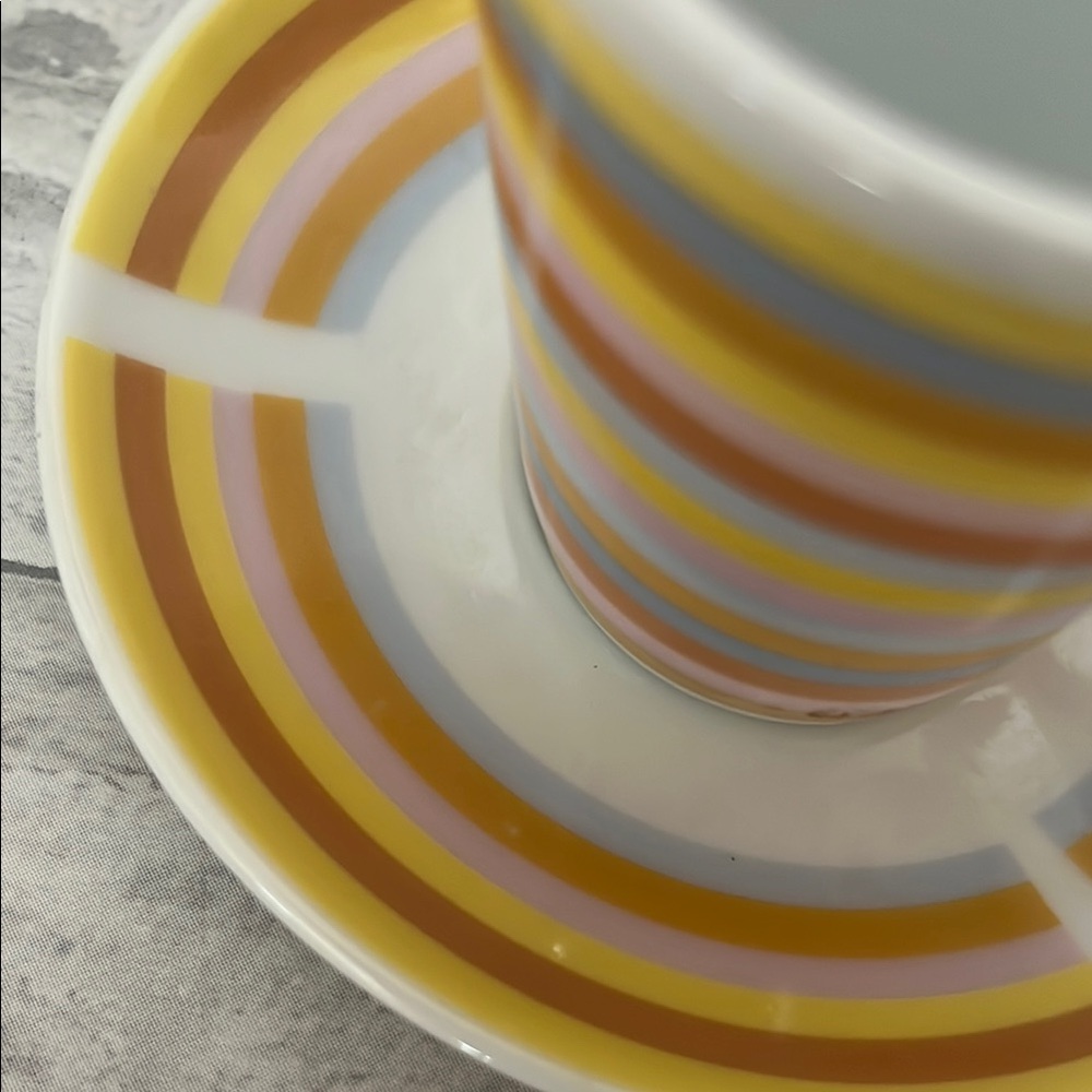 Create by Just Mugs Colorful Striped Espresso Cup and Saucer Set of 4 - Picture 7 of 8